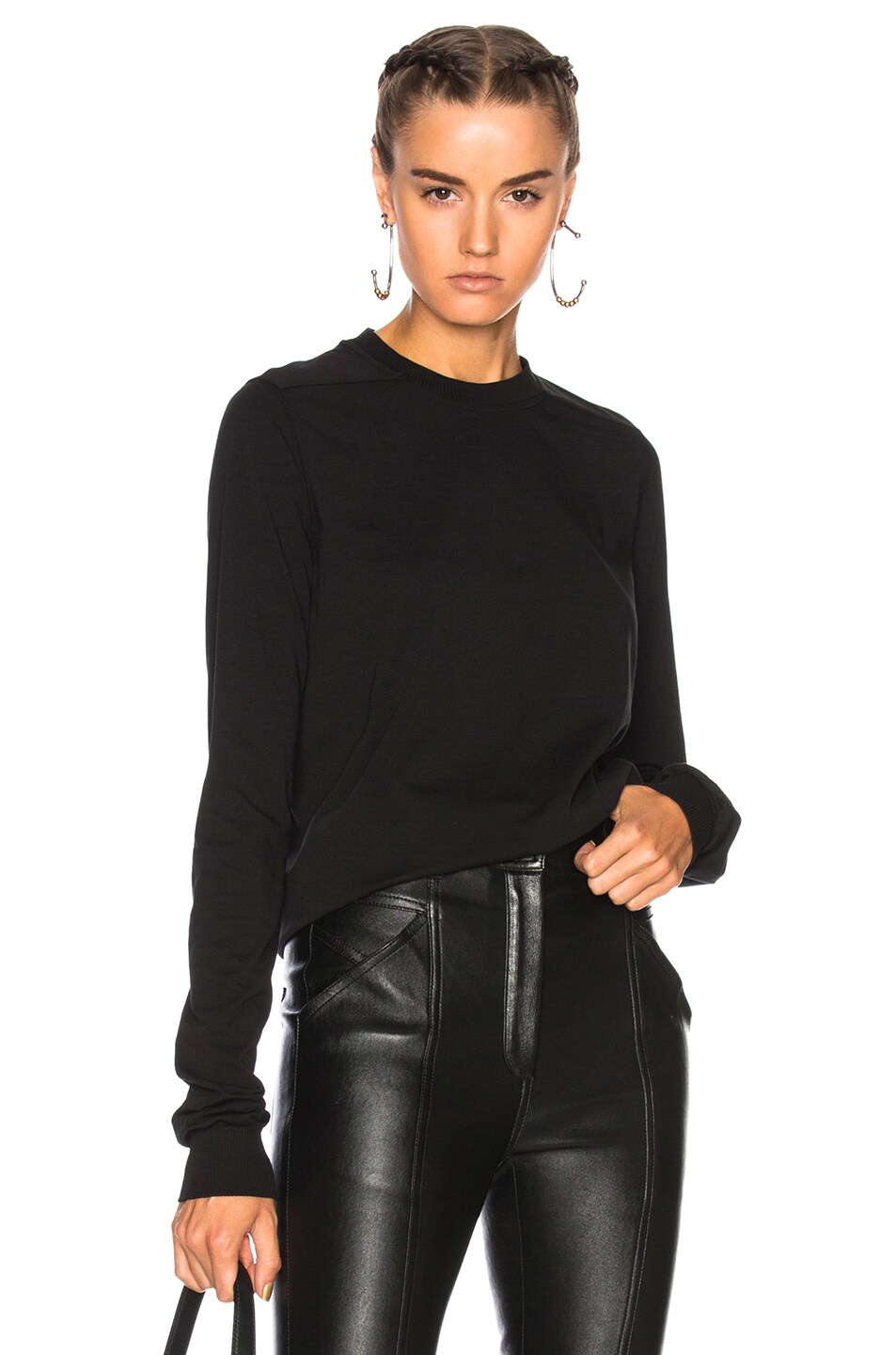 Image 1 of DRKSHDW by Rick Owens Long Sleeve Level Short T in Black