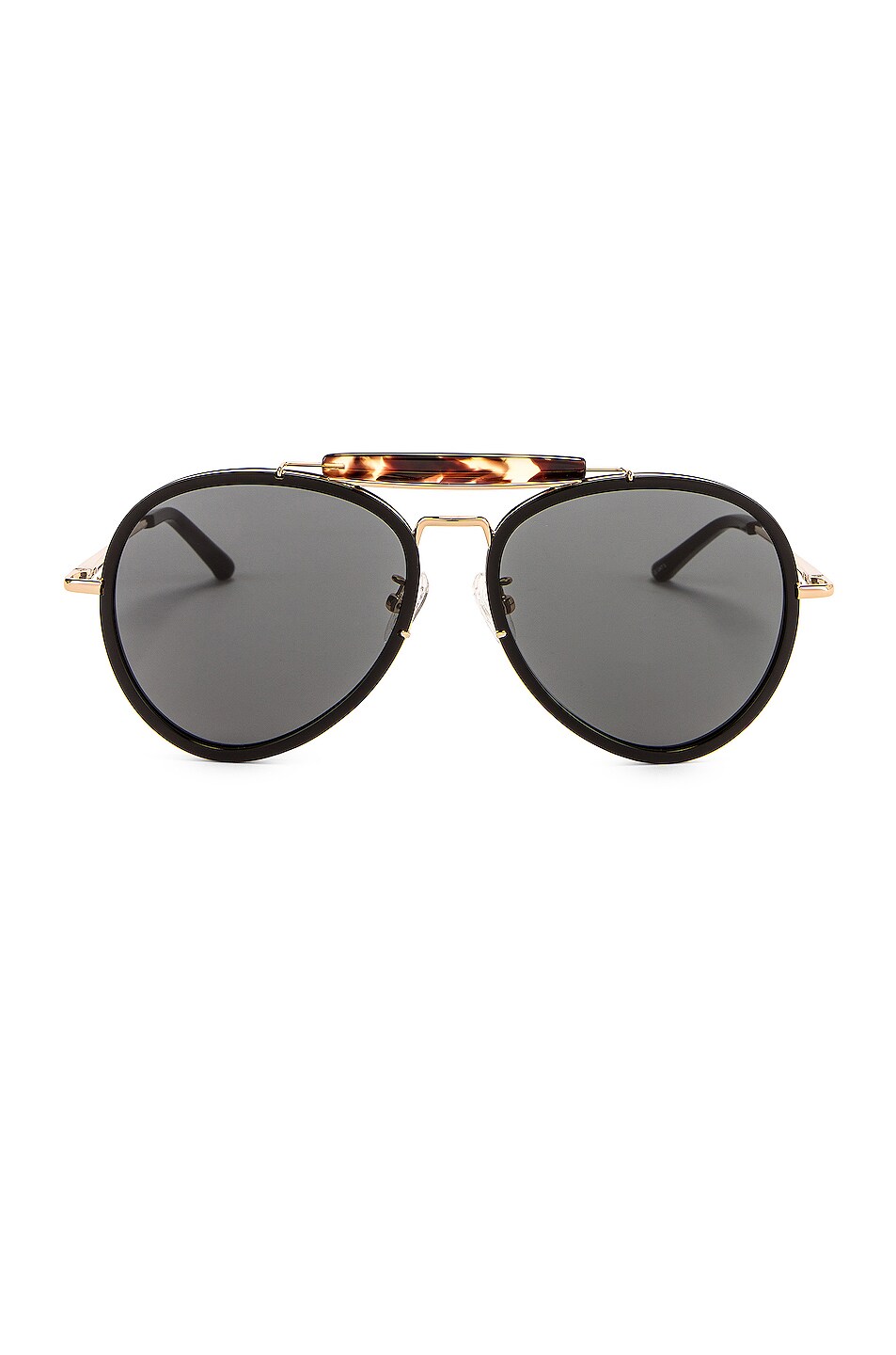 Image 1 of Dries Van Noten Aviator Sunglasses in Black & Tortoise