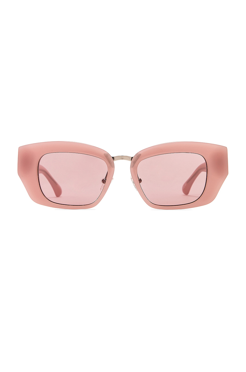 Image 1 of Dries Van Noten Square Frame Acetate Sunglasses in Rose & Silver
