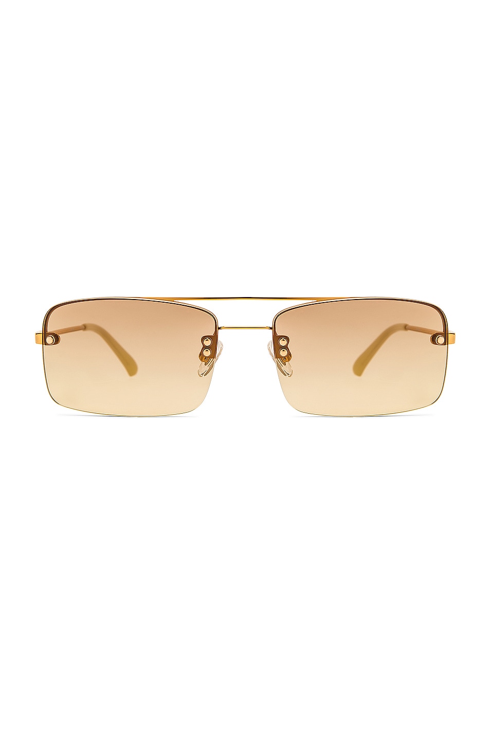 Image 1 of Dries Van Noten Rectangular Sunglasses in Gold & Beige