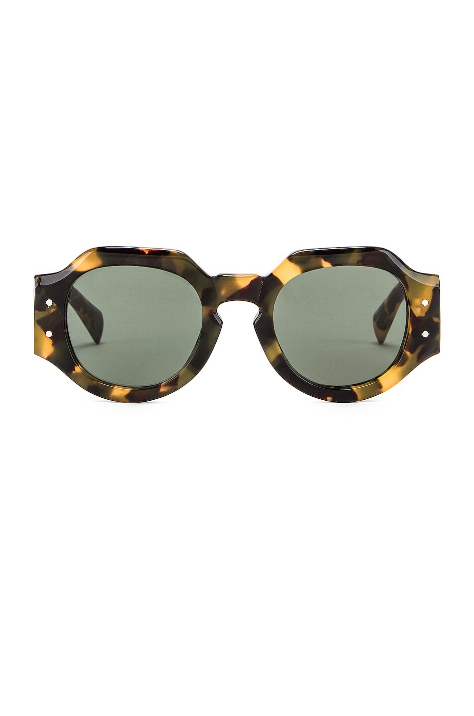 Image 1 of Dries Van Noten Oversized Sunglasses in Tortoise Shell, Matte Gold & Green