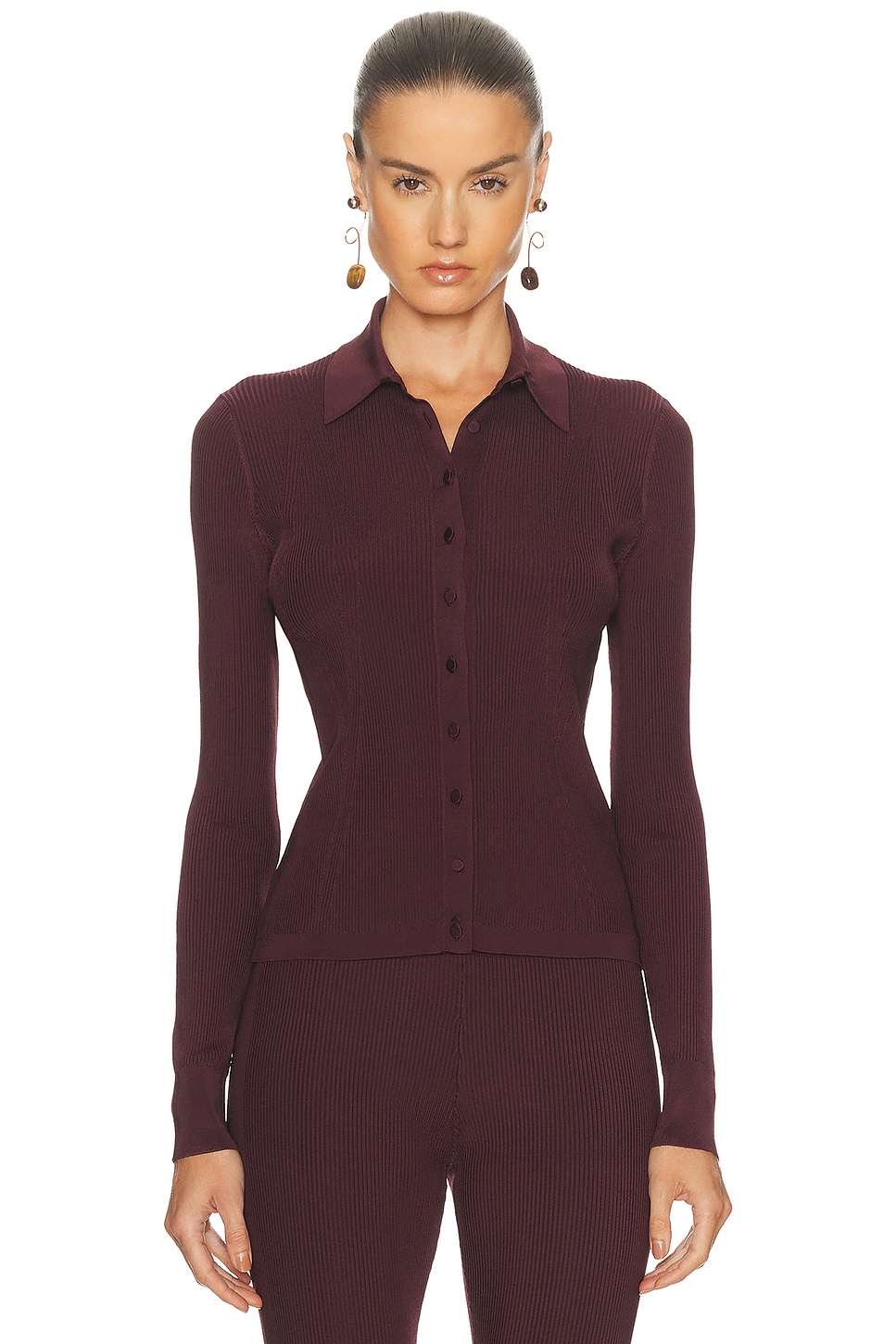 Image 1 of Dries Van Noten Tielt Cardigan in Burgundy