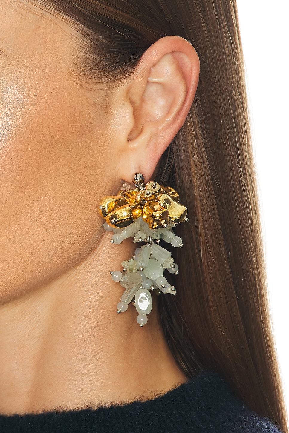 Dries Van Noten Womens Pastel Semi-precious Stone And Brass Earrings In Neutral