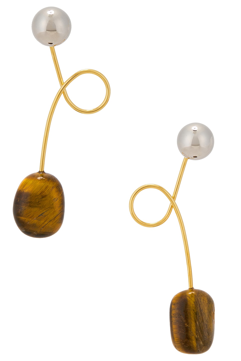 Image 1 of Dries Van Noten Ball Earrings in Tiger-Eye
