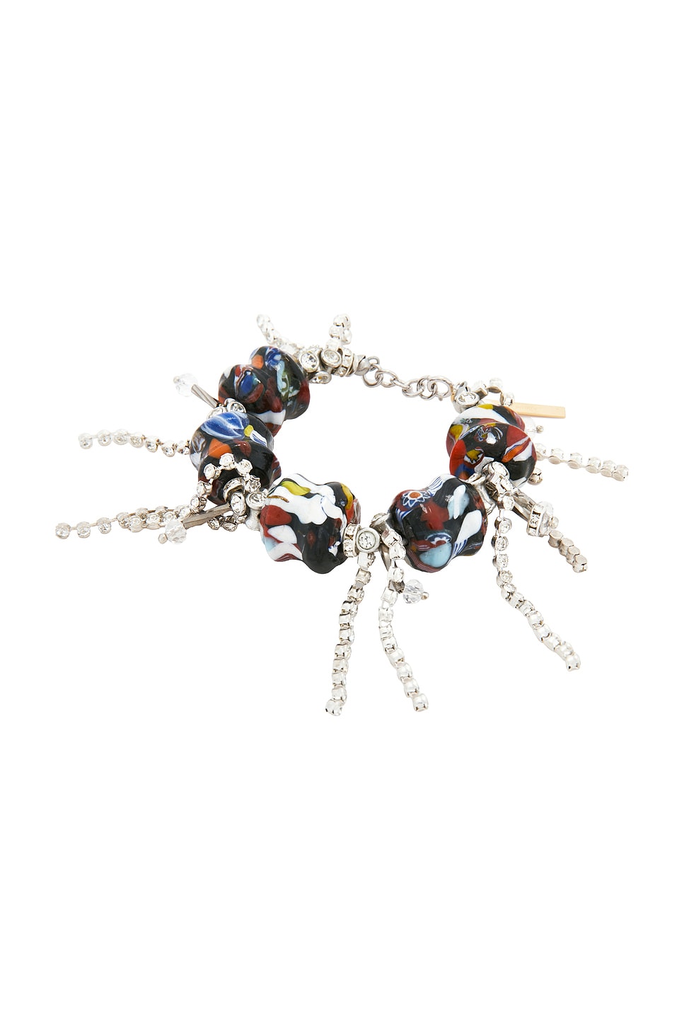 Dries Van Noten Handmade Strass Fringed Bracelet In Black