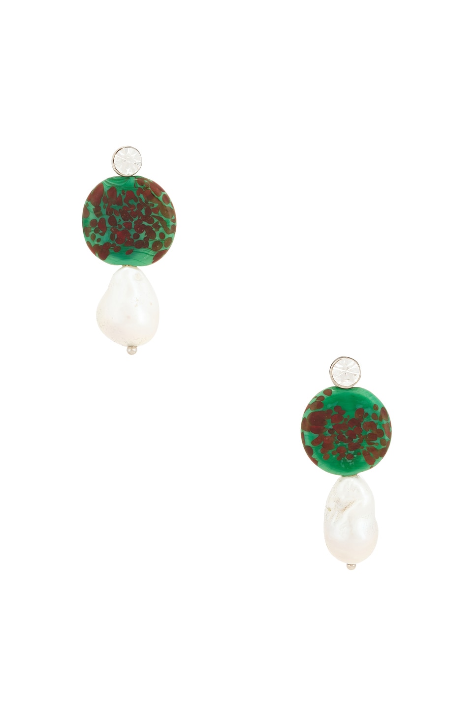 Dries Van Noten Handmade Artisanal Glass Disc Earrings in Green