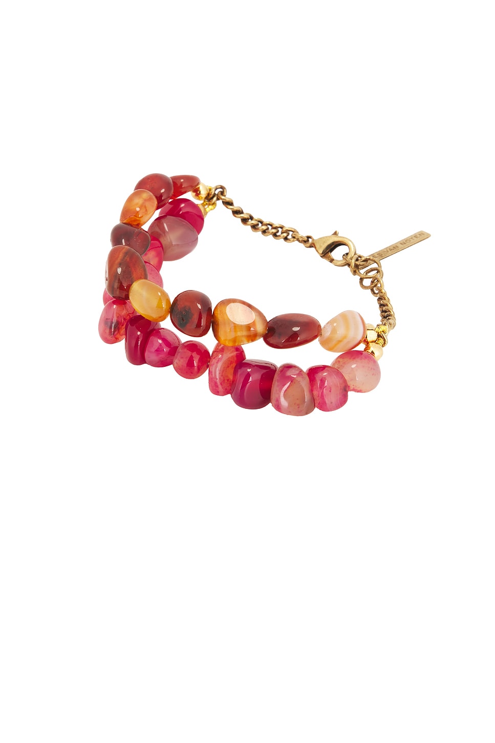 Dries Van Noten Handmade Combination Of Natural Stones Bracelet in Pink