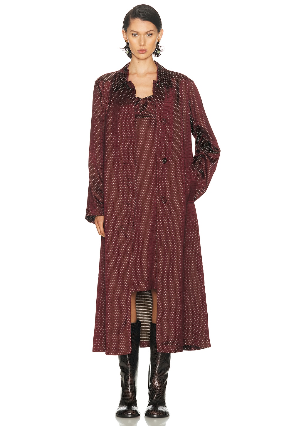 Image 1 of Dries Van Noten Raltonas Coat in Burgundy