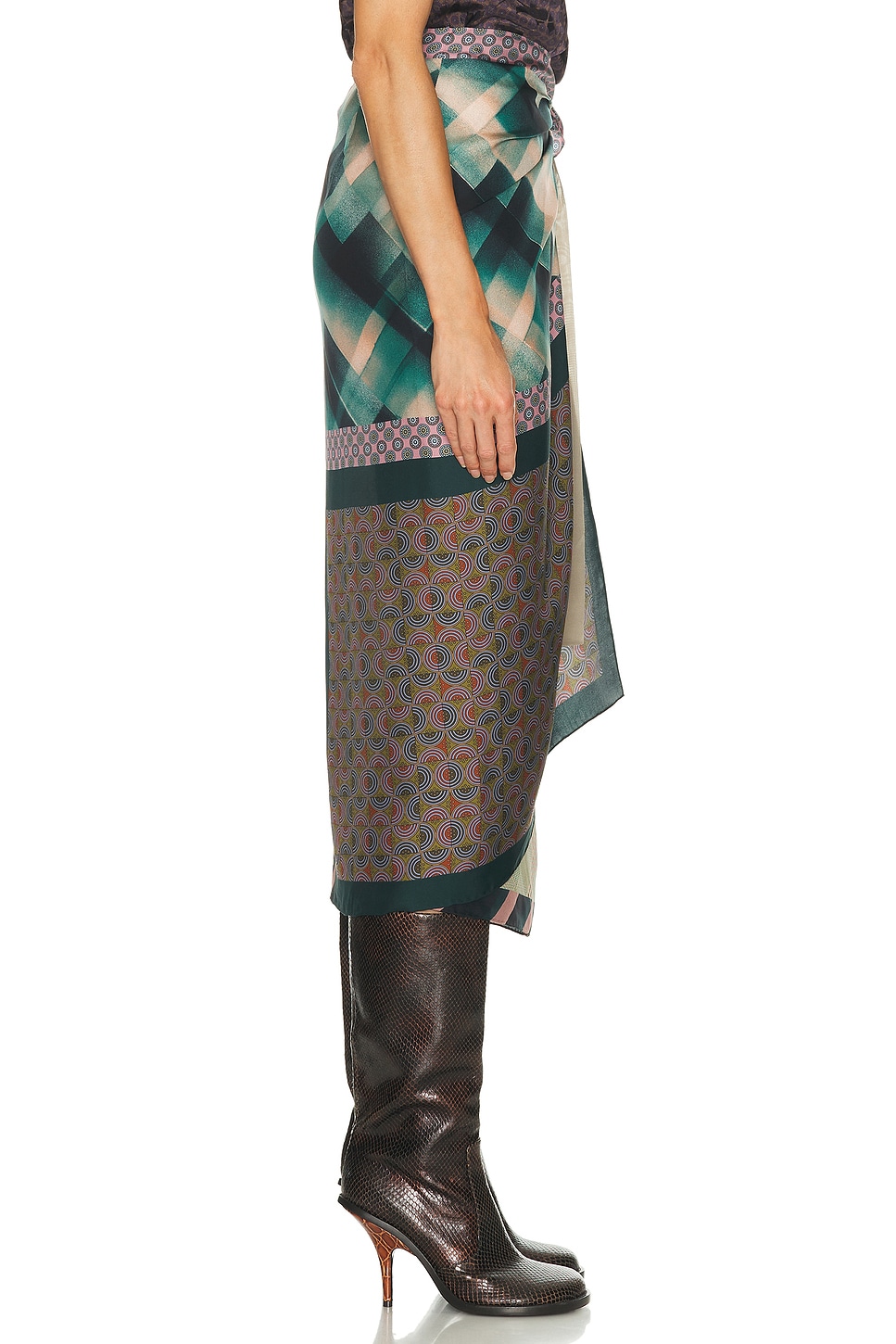 Dries Van Noten High Waist Maxi Skirt With Mixed Patterns In Multi