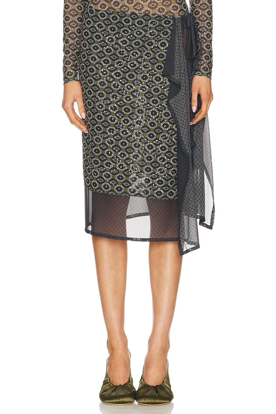 Image 1 of Dries Van Noten Homili Skirt in Green