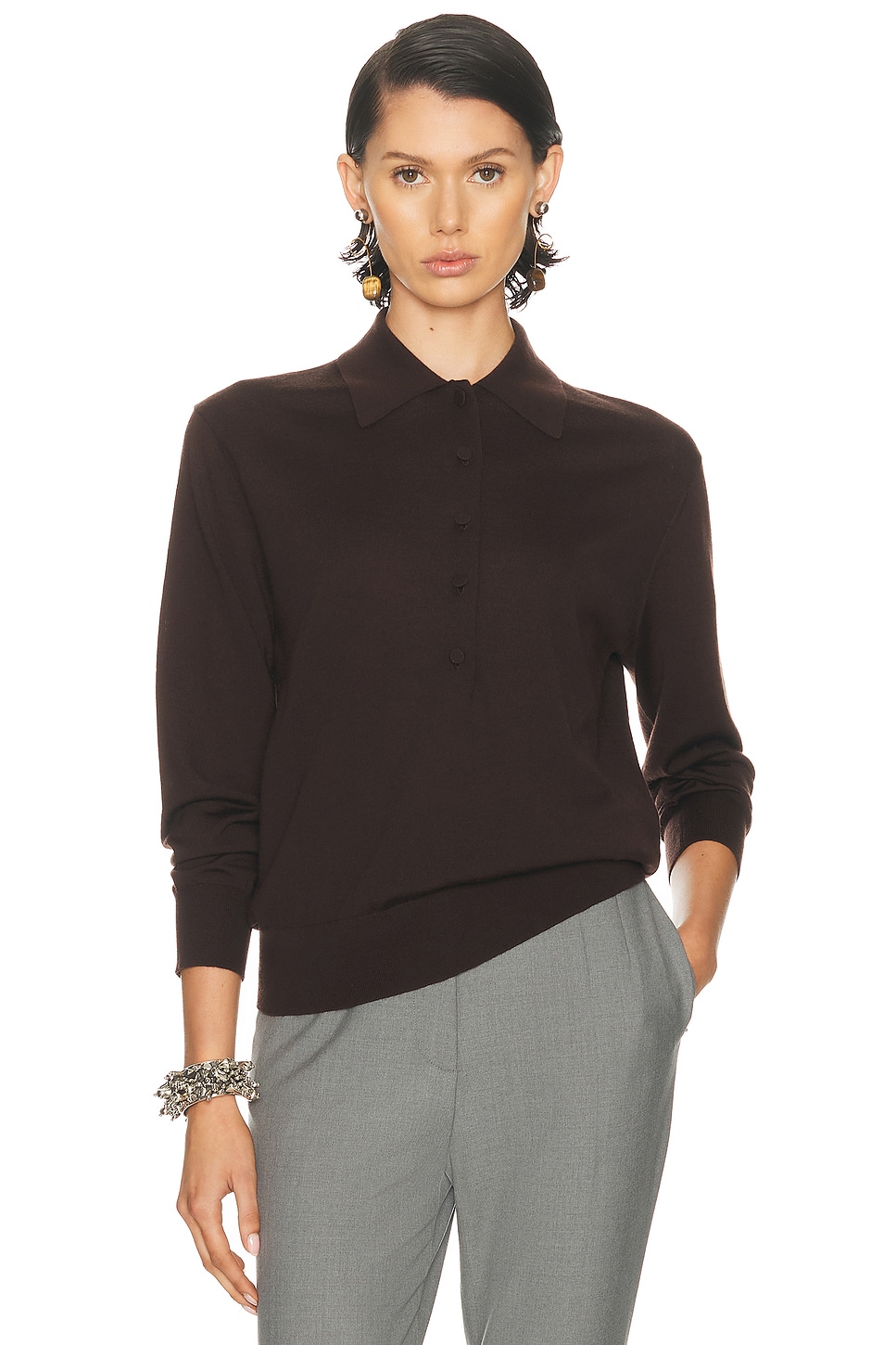Image 1 of Dries Van Noten Tuno Polo in Dark Brown