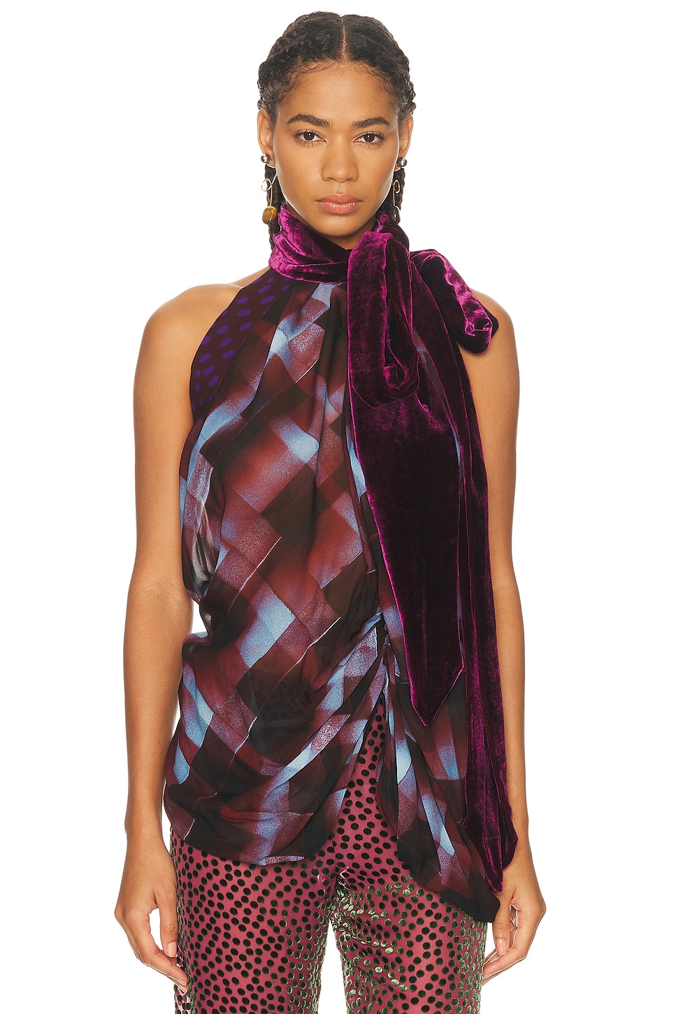 Image 1 of Dries Van Noten Cevira Top in Burgndy in Burgundy