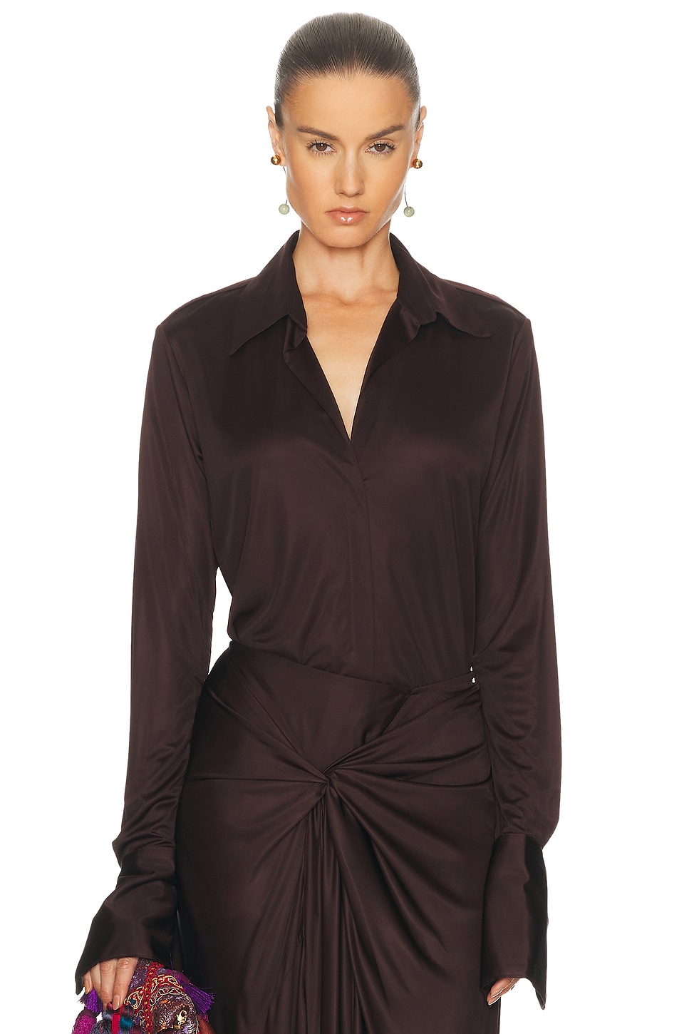 Image 1 of Dries Van Noten Hulindra Shirt in Burgundy