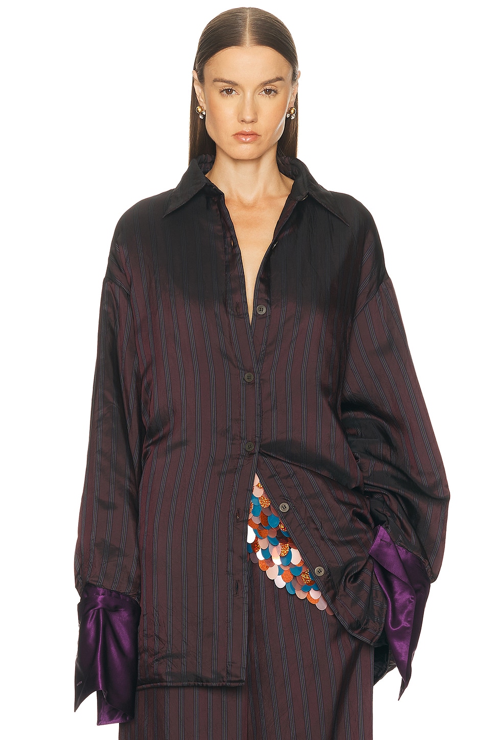 Image 1 of Dries Van Noten Cartan Shirt in Burgundy