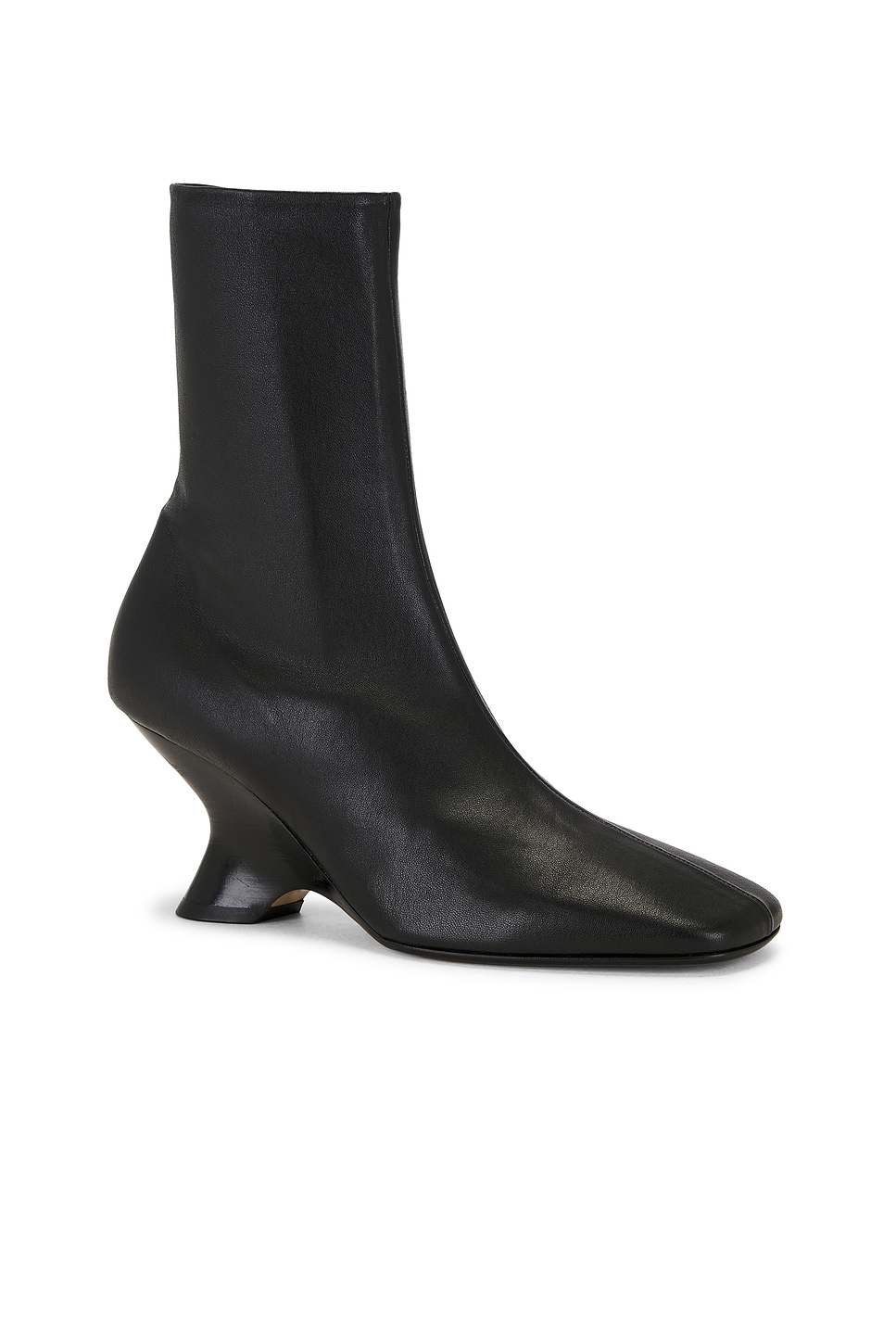 Dries Van Noten Pointed Toe Ankle Boots With Sculptural Heel In Black