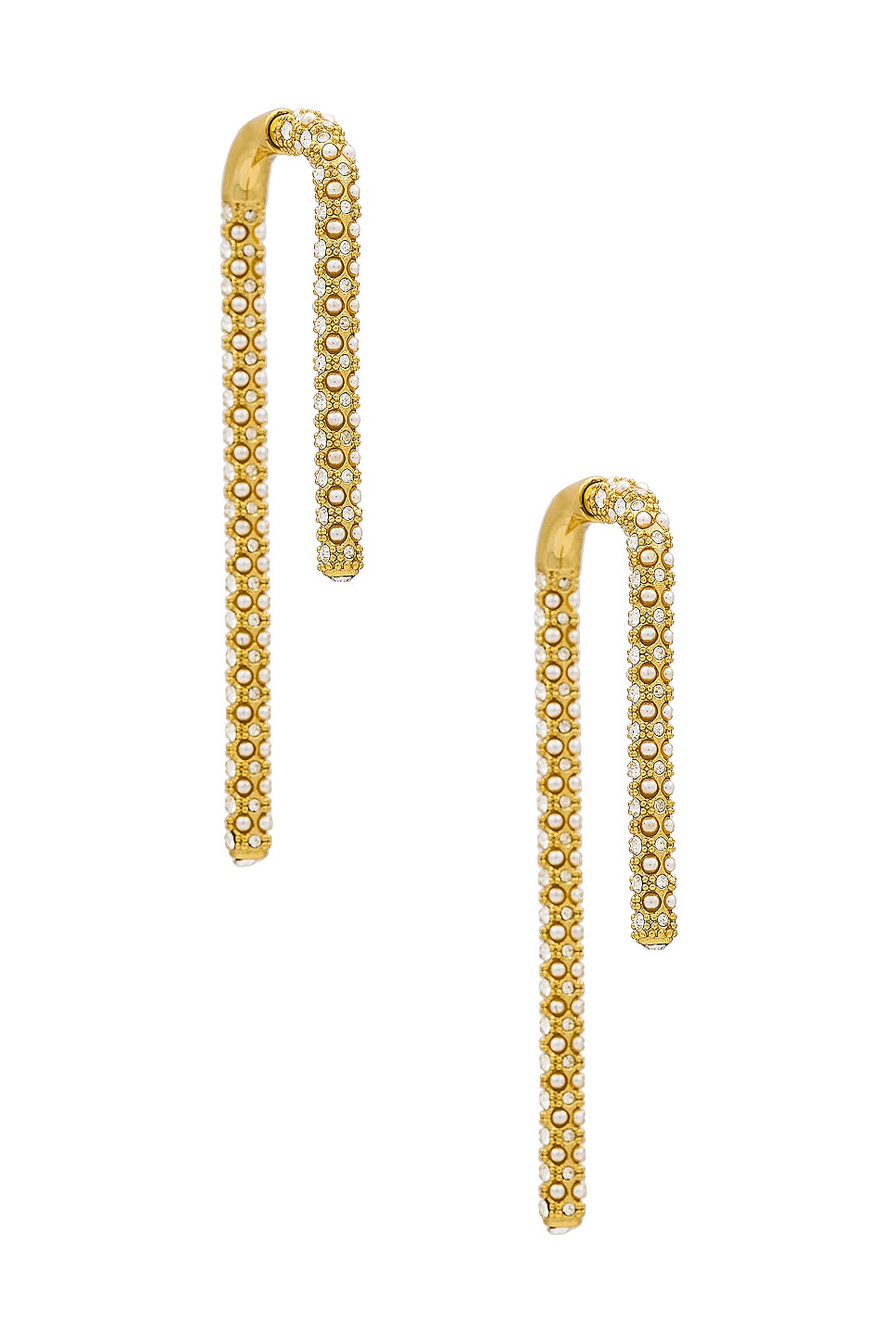 Image 1 of Demarson Pave Celeste Earrings in 12k Shiny Gold, Faux Pearl, & Crystal
