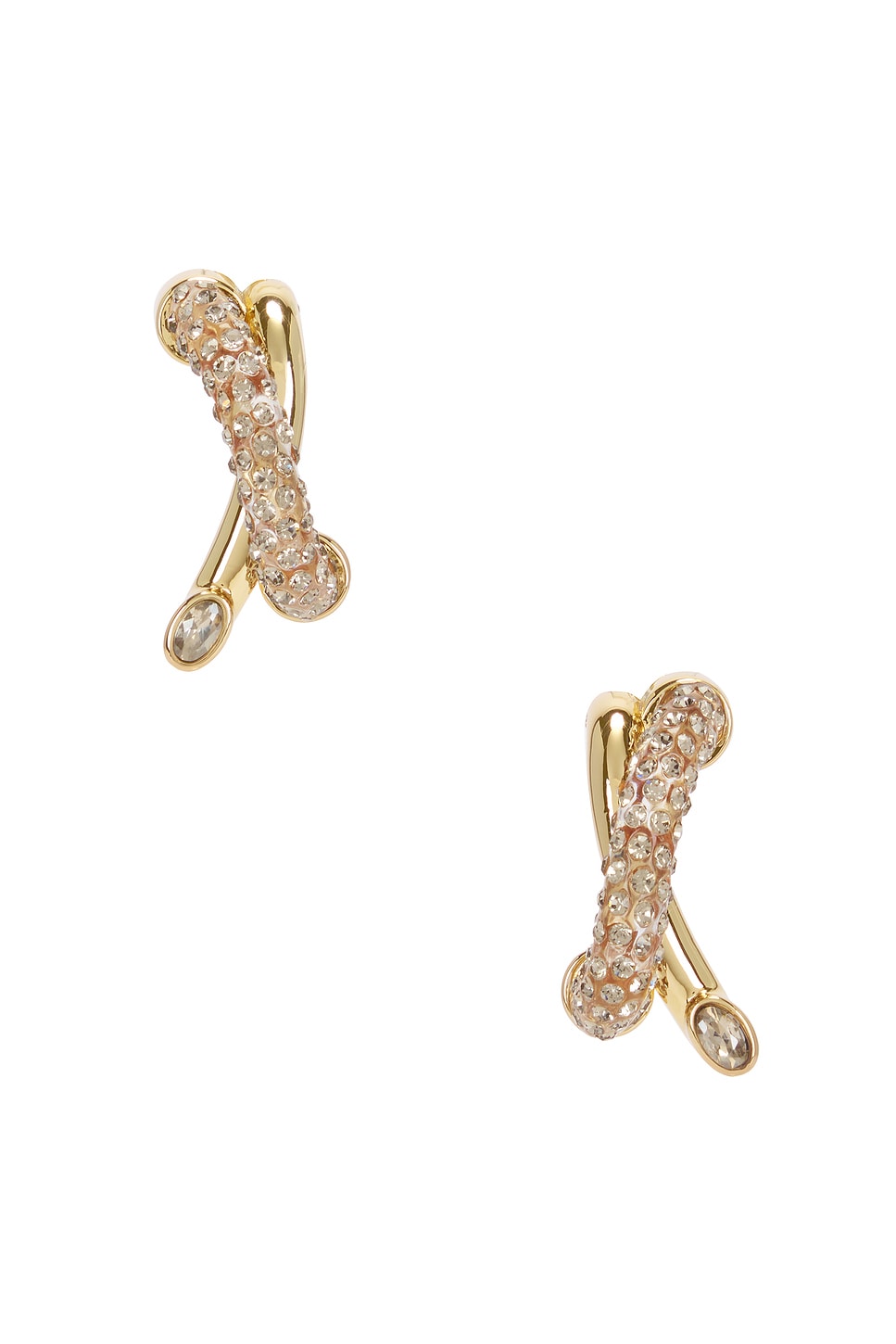 Shop Demarson Karlie Earrings In 12k Shiny Gold  Clear  & Crystal Velvet