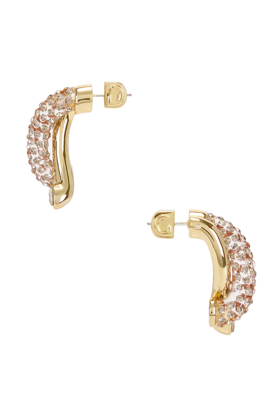 Shop Demarson Karlie Earrings In 12k Shiny Gold  Clear  & Crystal Velvet