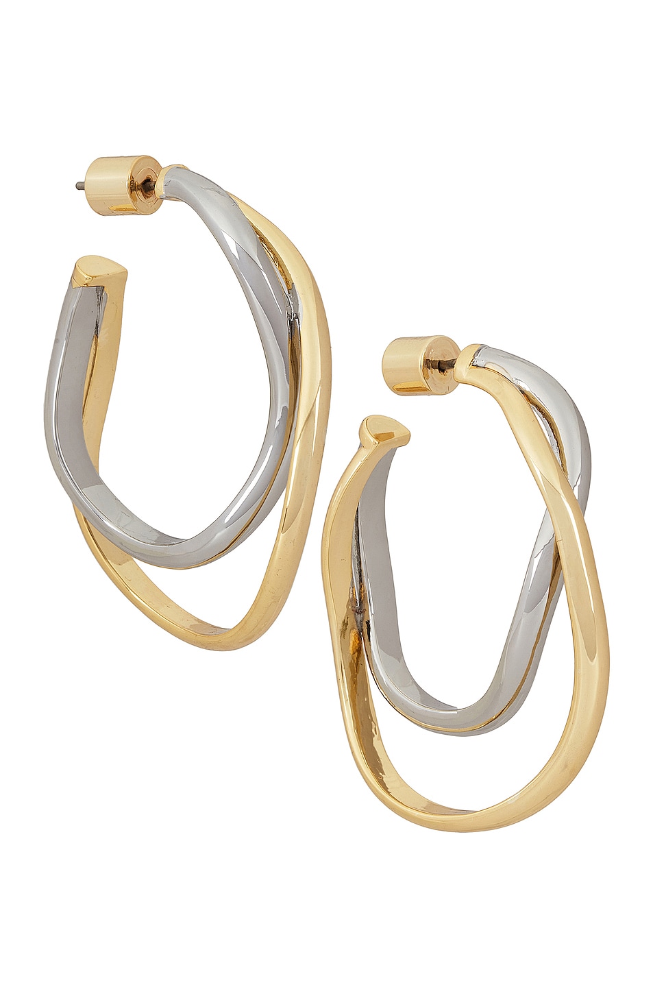 Image 1 of Demarson Maxi Sia Hoop Earrings in 12k Shiny Gold & Silver