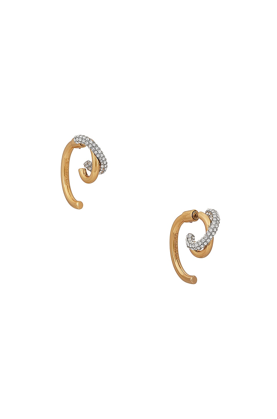 Image 1 of Demarson Axis Luna Earrings in 12k Shiny Gold & Crystal