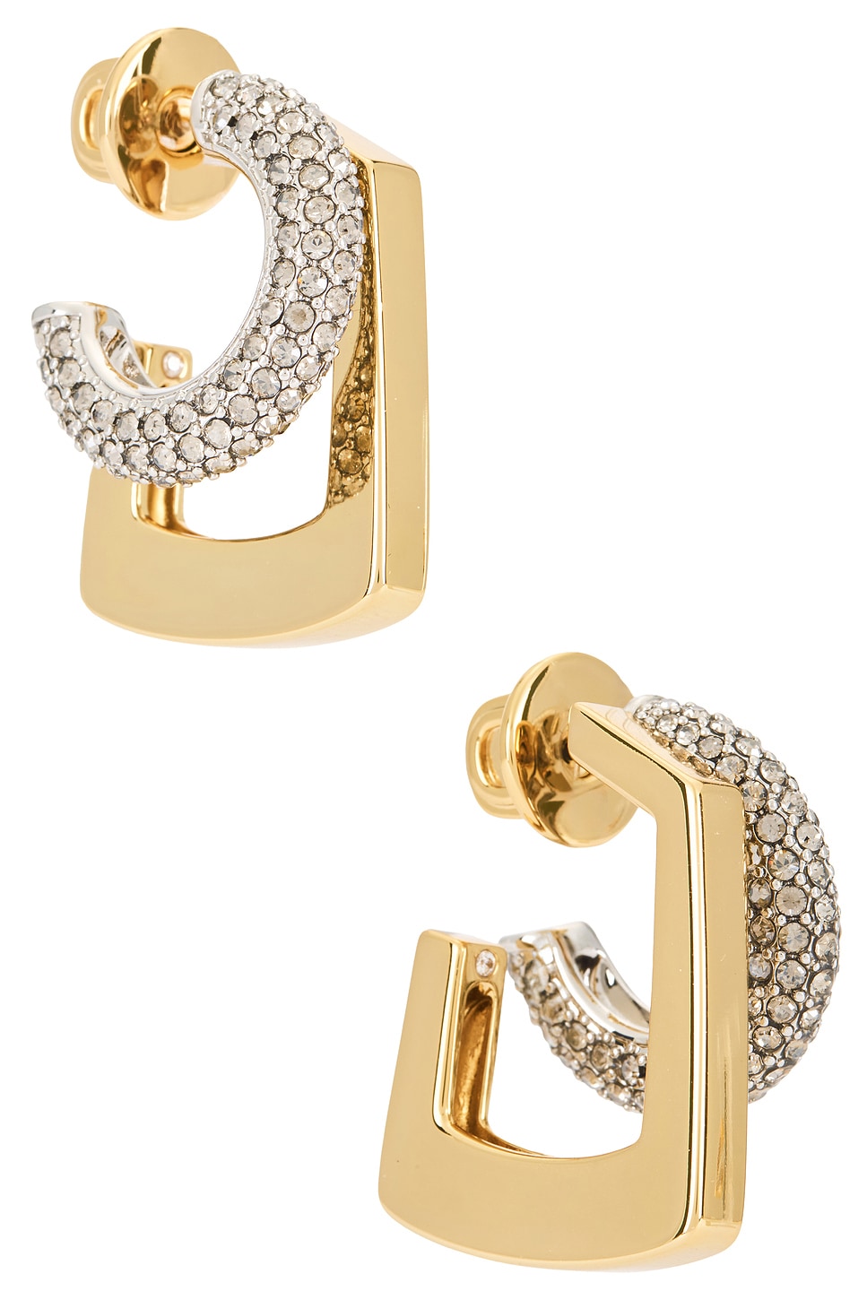 Tina Pave Earrings in Metallic Silver,Metallic Gold