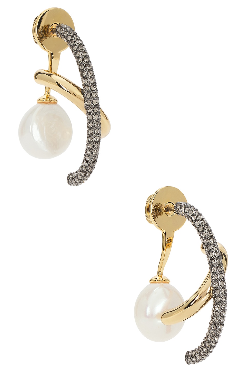Image 1 of Demarson Waverly Earrings in Gold, Gunmetal, & White