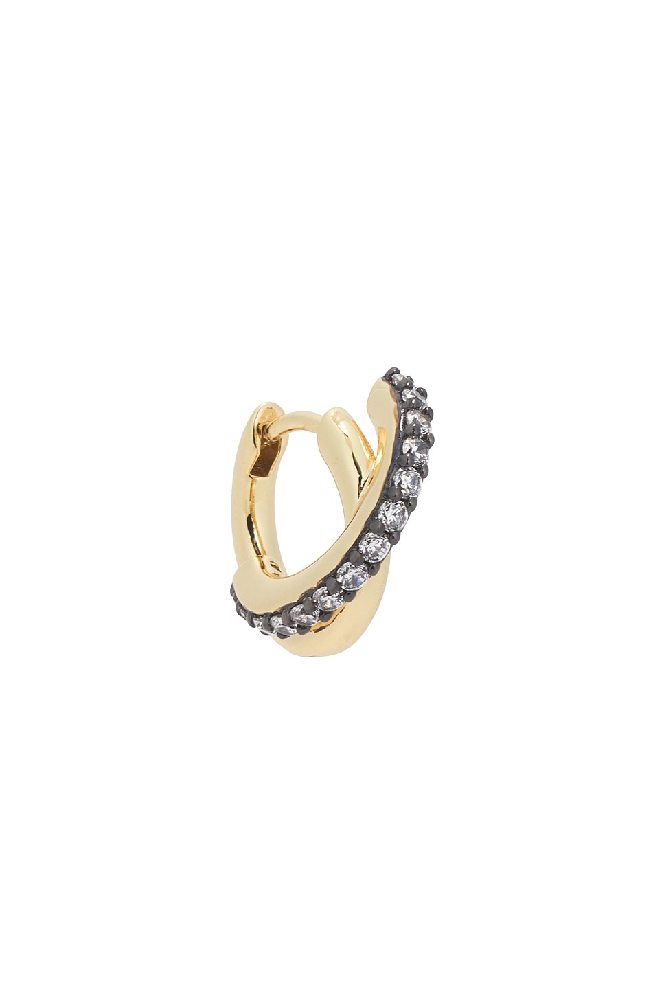 Image 1 of Demarson Jude Hoop Earrings in Gold, Gunmetal, & Crystal