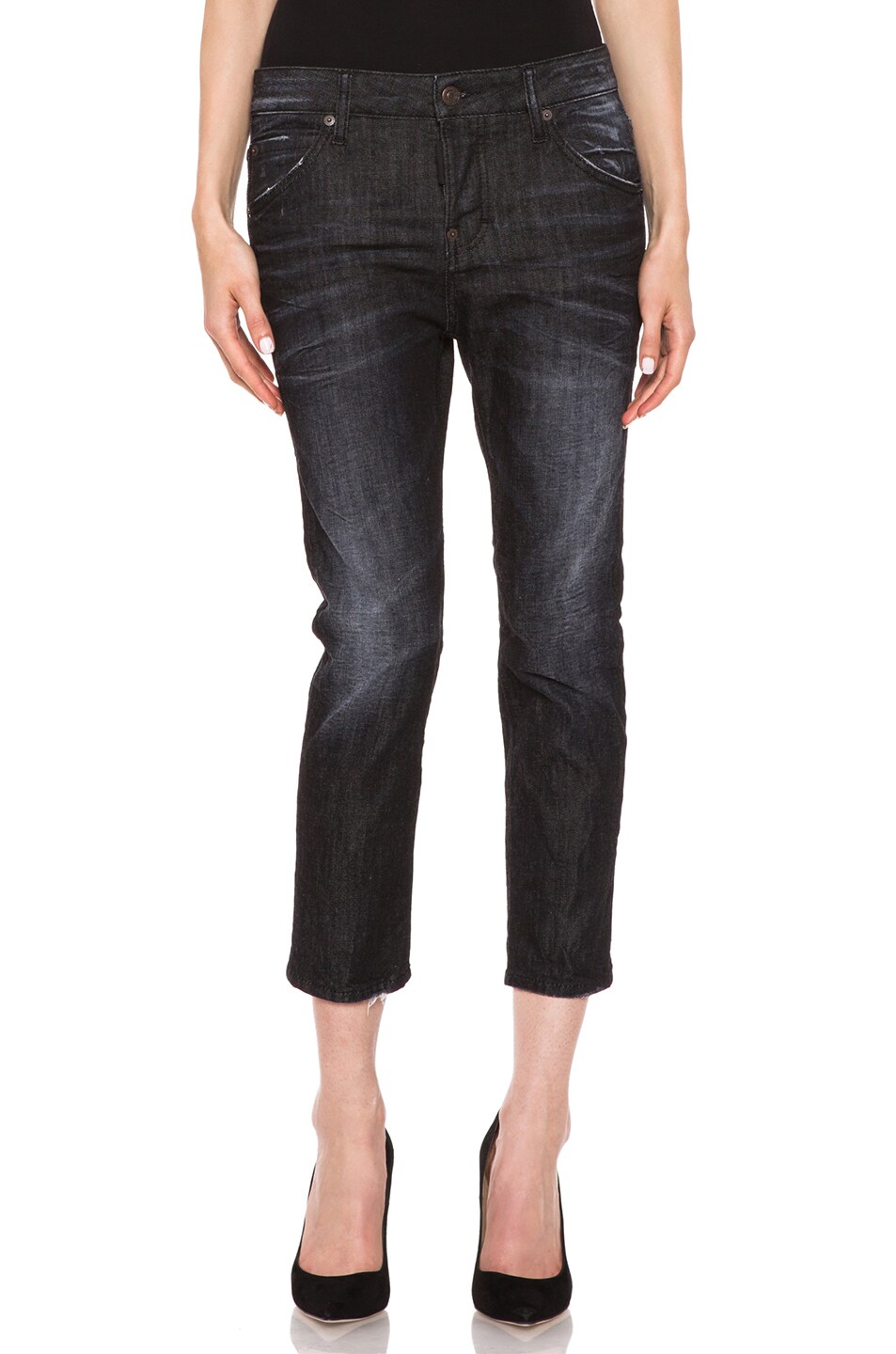 Image 1 of DSQUARED Cool Girl Cropped Jean in Black