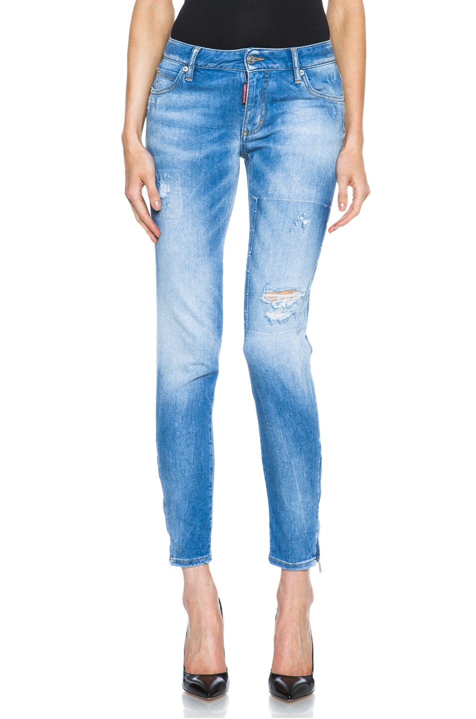 Image 1 of DSQUARED Super Slim Med-Waist in Baby Blues