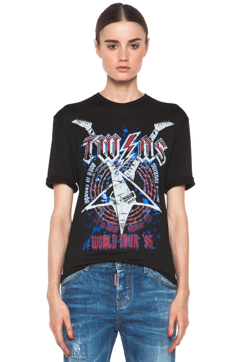Image 1 of DSQUARED Twins Rock Tee in Black