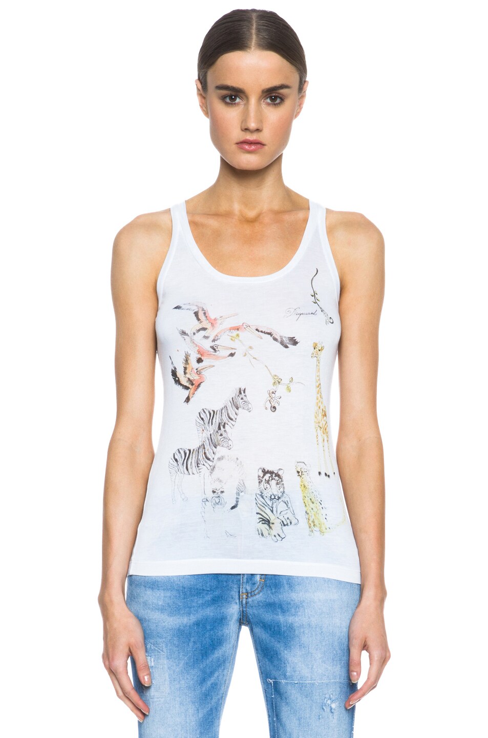 Image 1 of DSQUARED Animal Viscose Tee in White