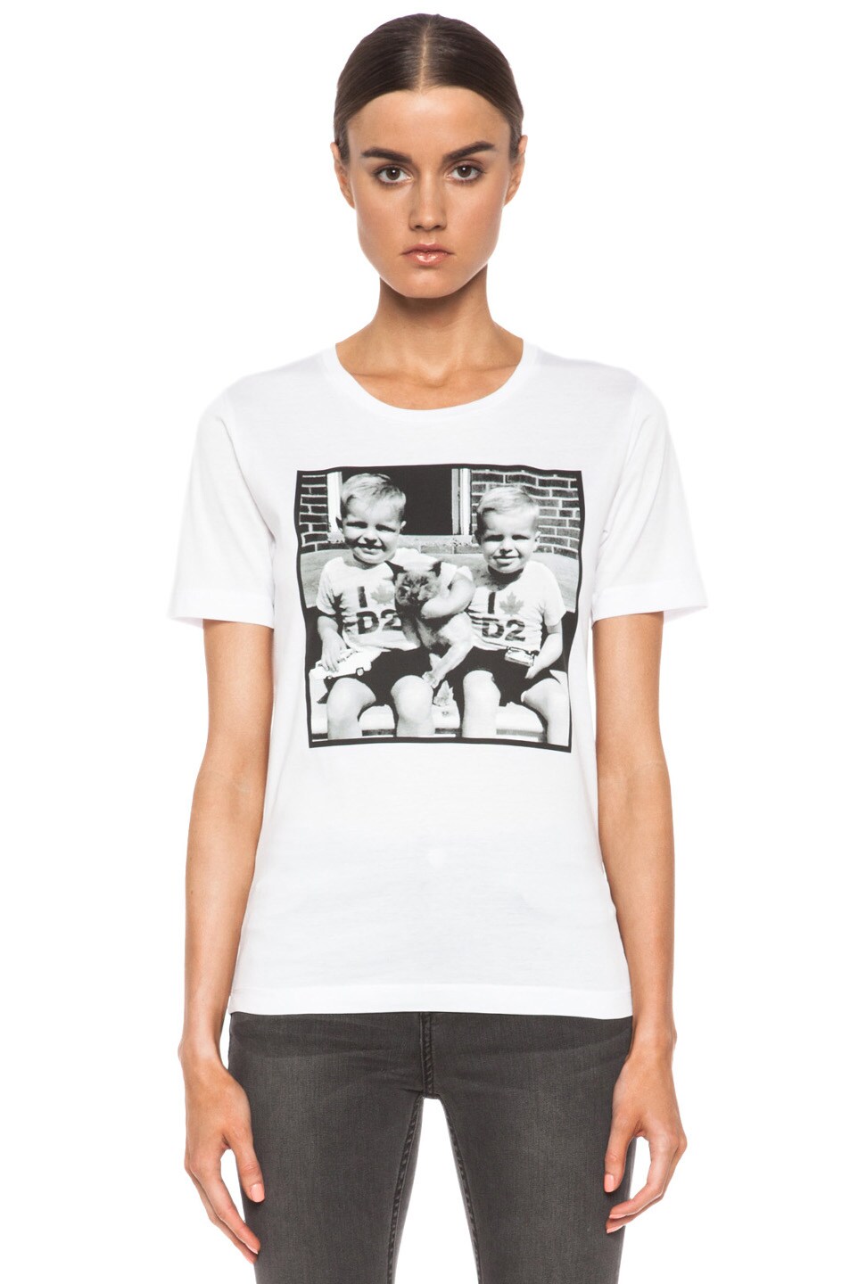 Image 1 of DSQUARED Twins Cotton Graphic Tee in White