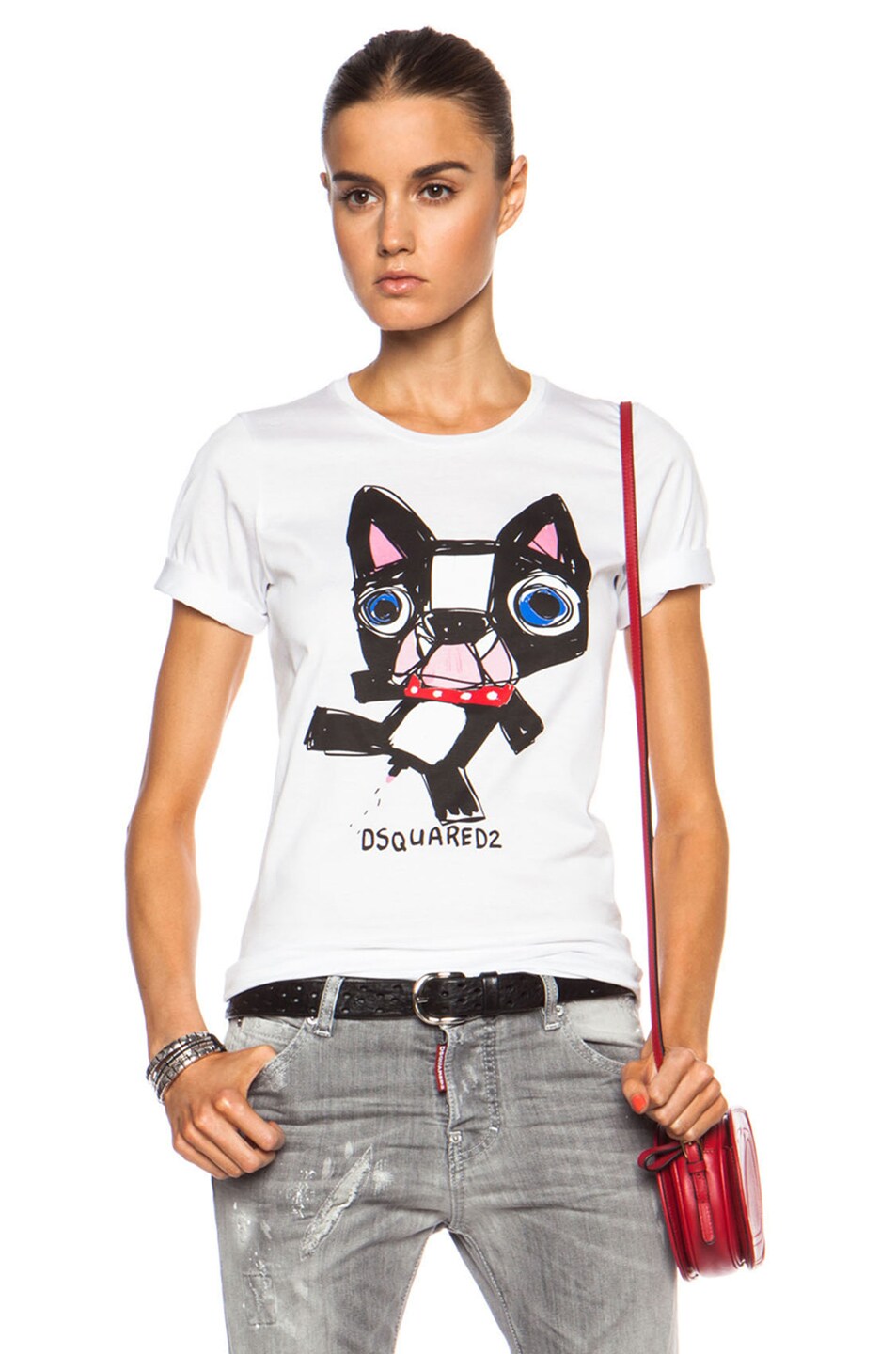 Image 1 of DSQUARED Renny Fit Boston Cotton Tee in White