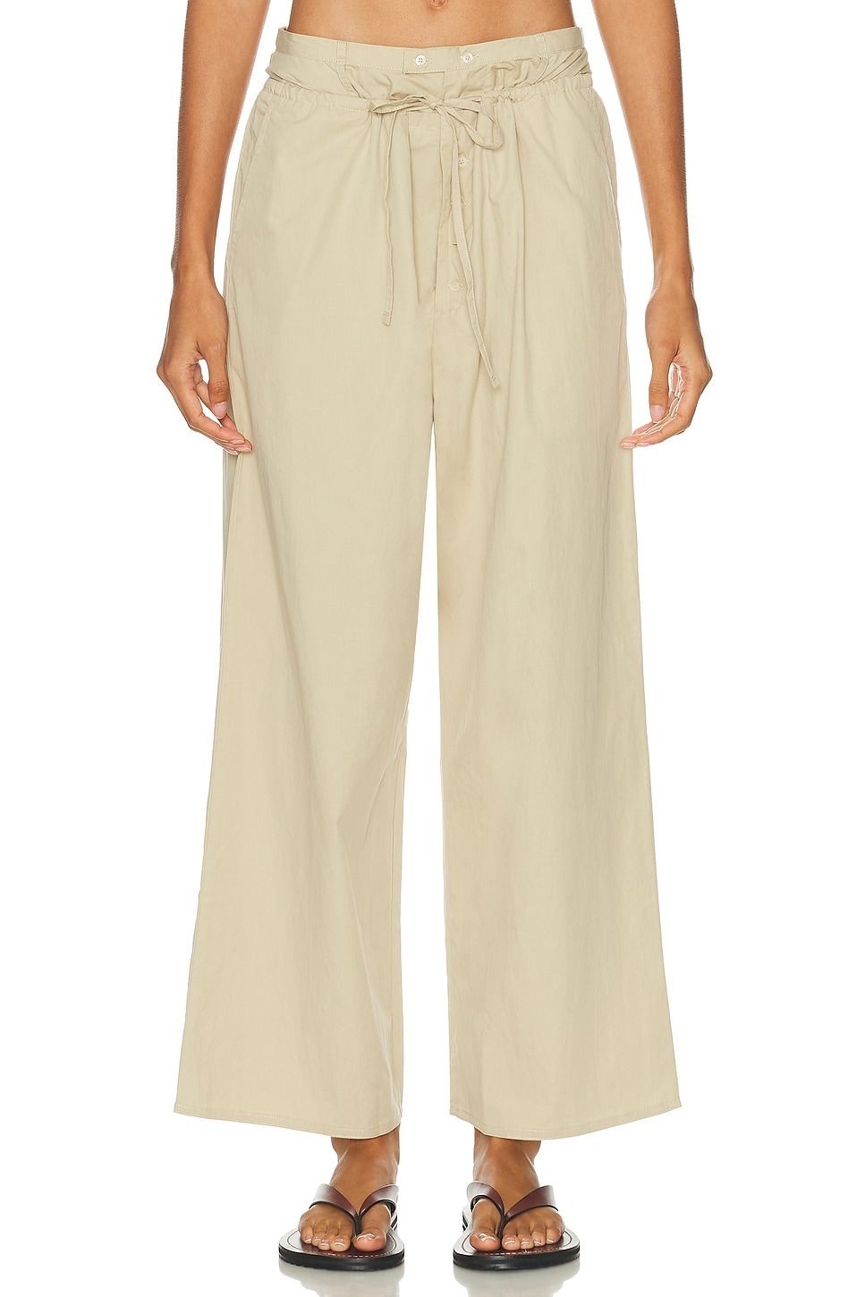Deiji Studios Two Band Pant In Brown