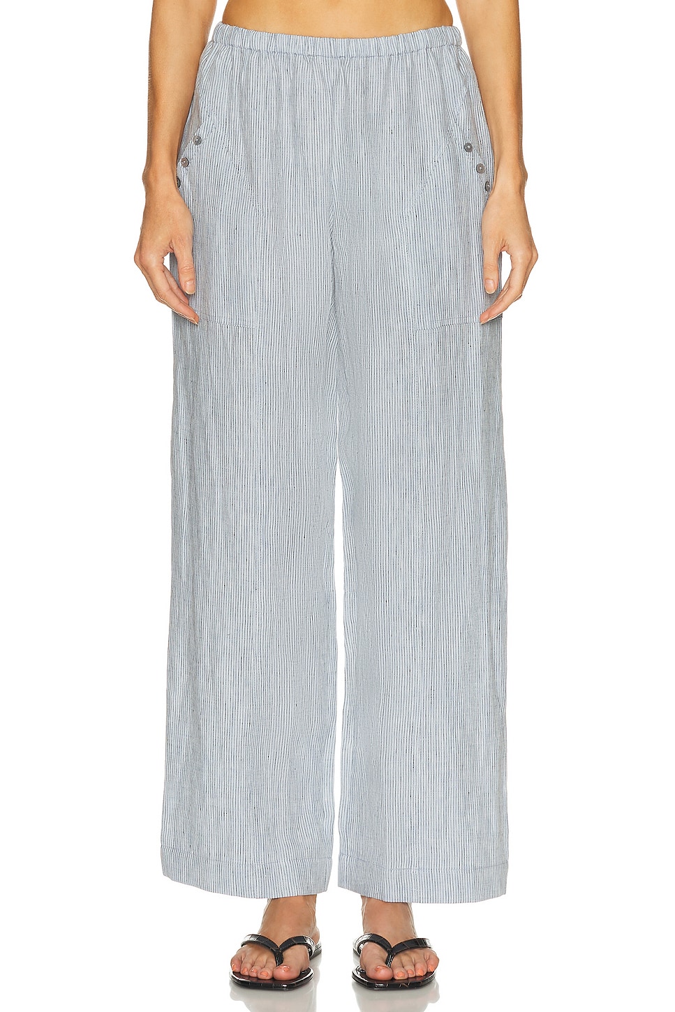 Image 1 of Deiji Studios Angle Pocket Pant in Blue Stripe