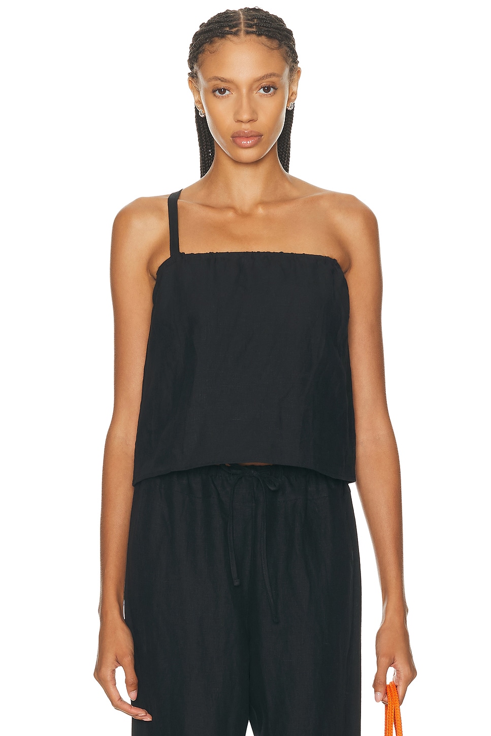 Image 1 of Deiji Studios Button Strap Top in Black