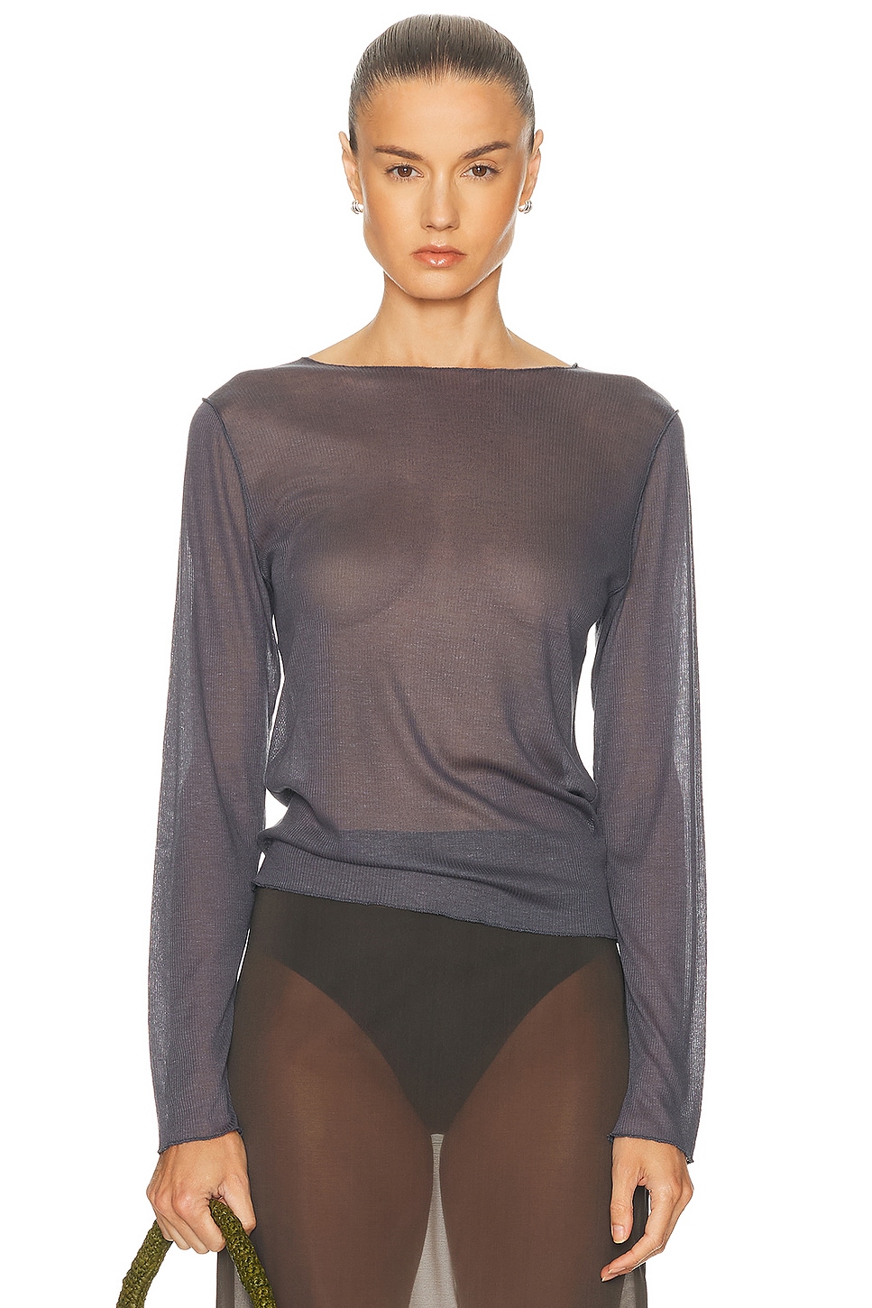 Knit Long Sleeve Top in Charcoal
