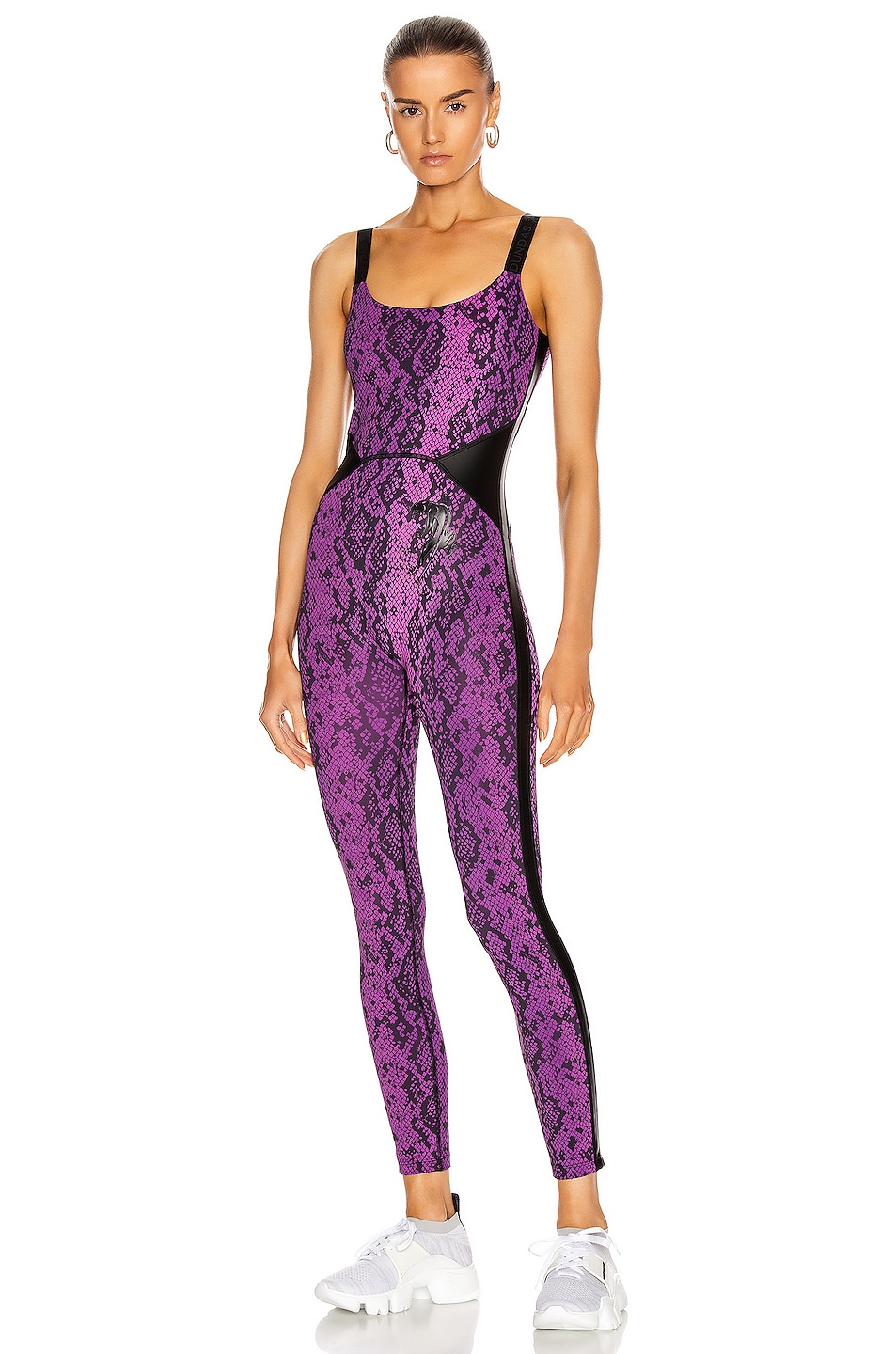 Image 1 of Dundas for FWRD All in One Bodysuit in Purple & Black Python Print