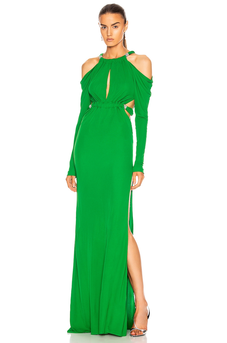 Image 1 of Dundas Cutout Long Sleeve Dress in Emerald