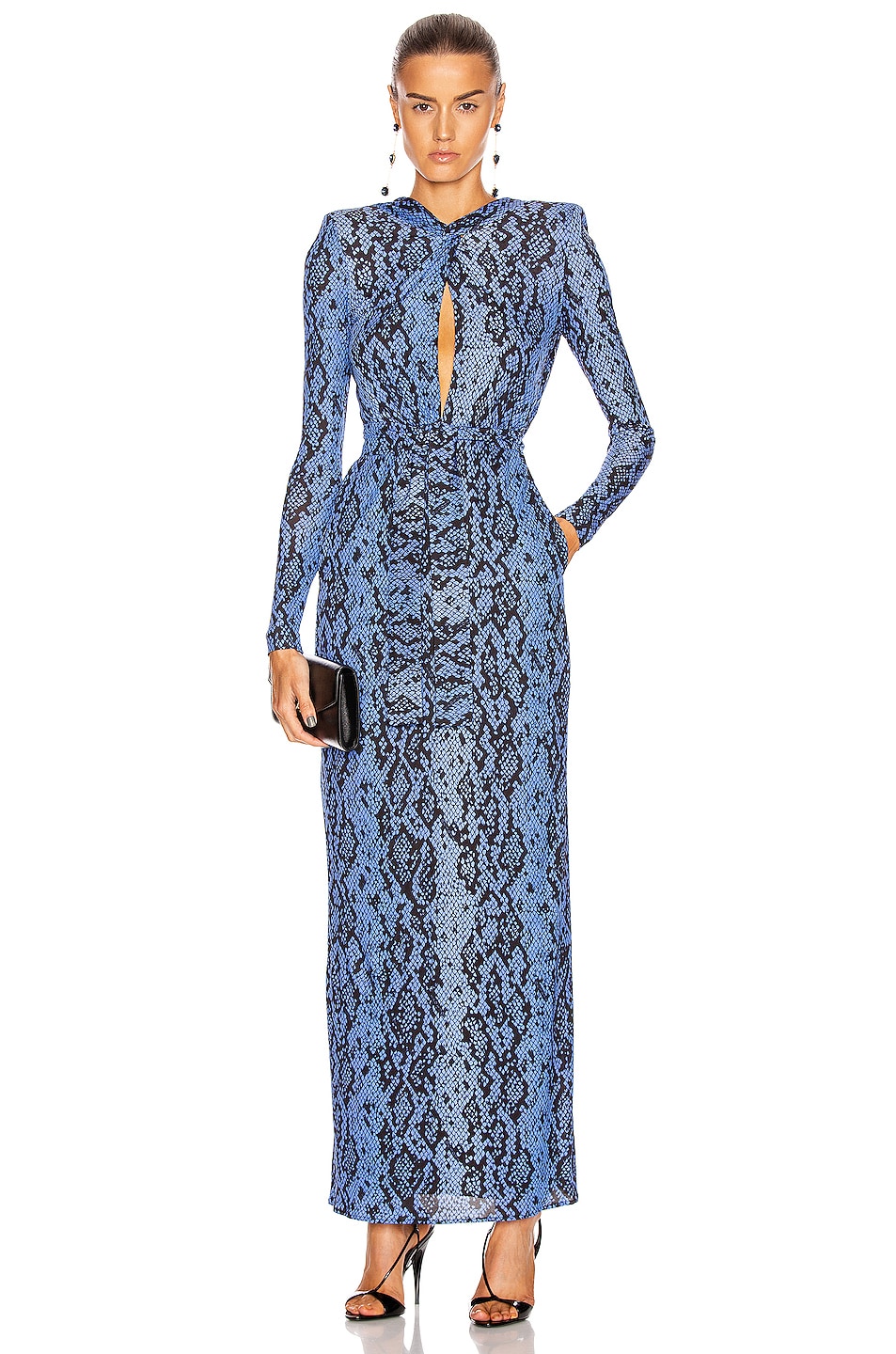 Image 1 of Dundas Long Sleeve Maxi Dress in Blue Python