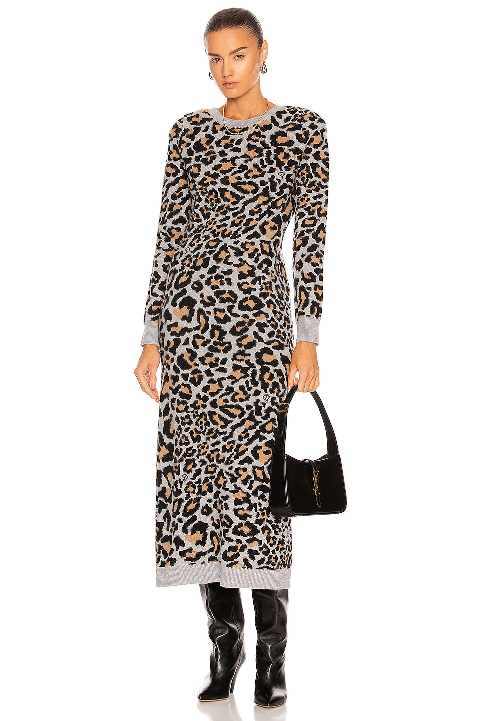 Image 1 of Dundas Twain Dress in Grey Leopard