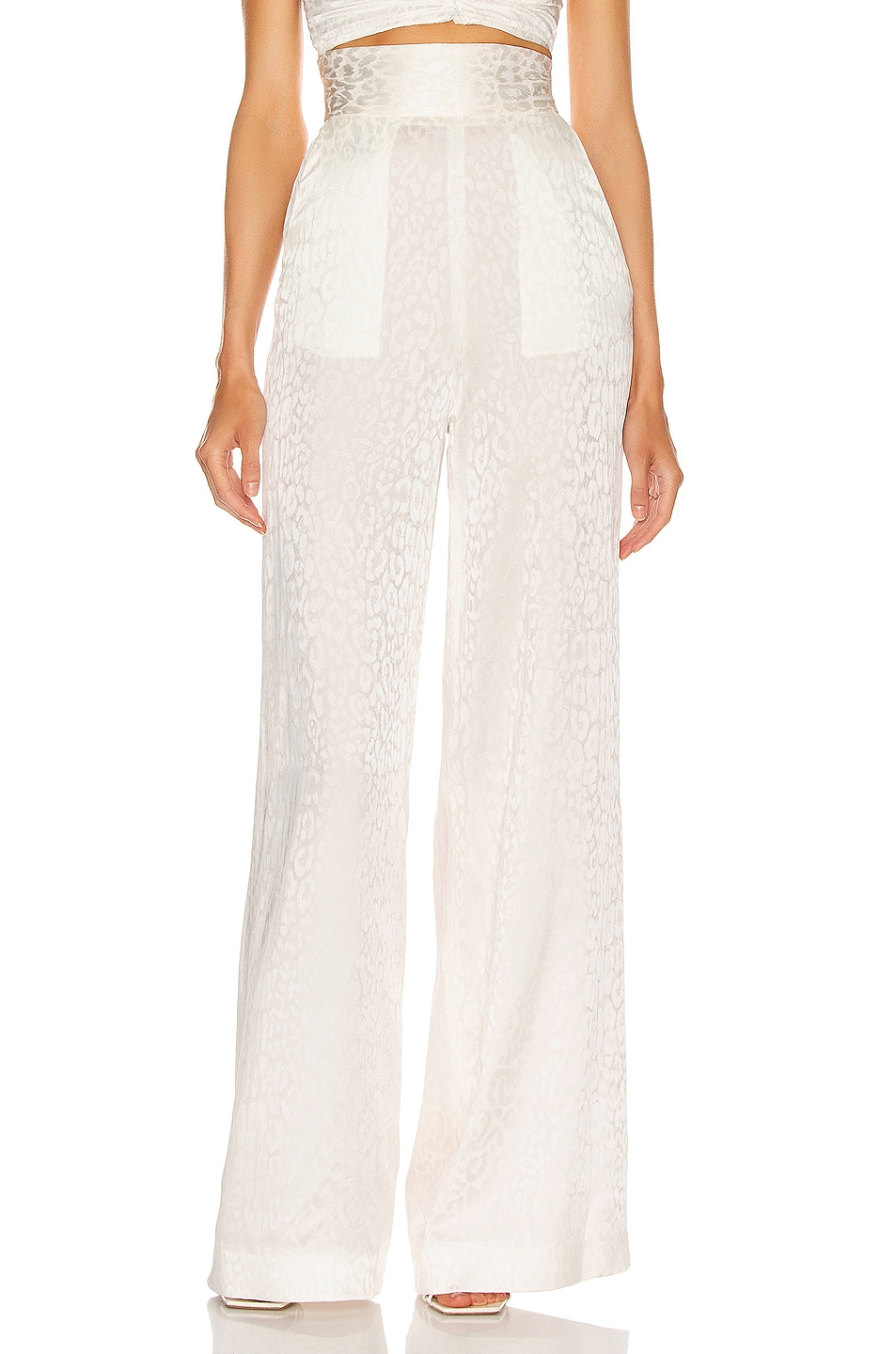 Image 1 of Dundas Wide Leg Leopard Pant in White