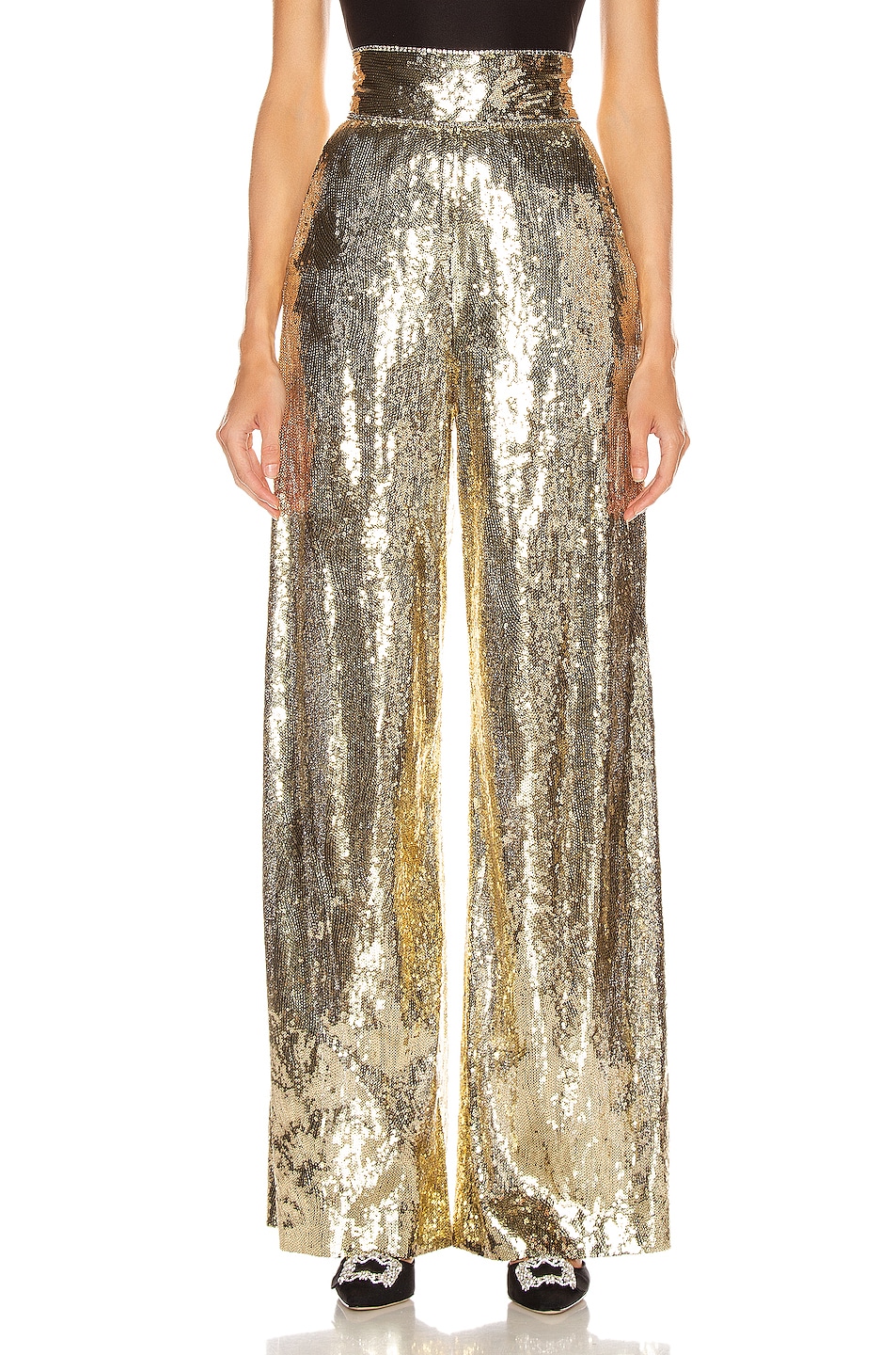 Image 1 of Dundas Sequin Wide Leg Pant in Gold