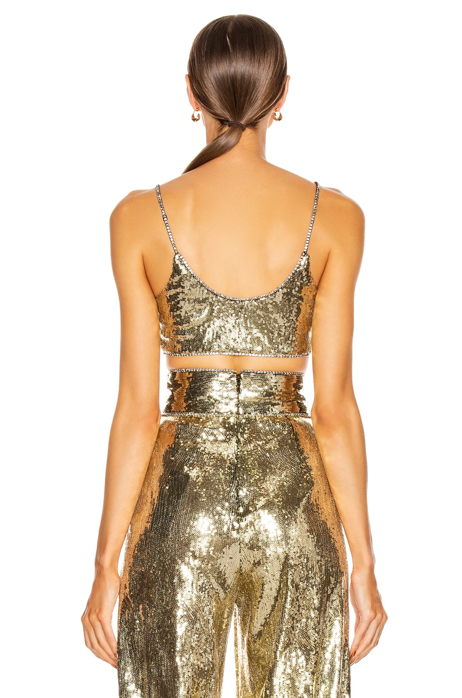 Dundas Sequin Crop Top in Gold FWRD