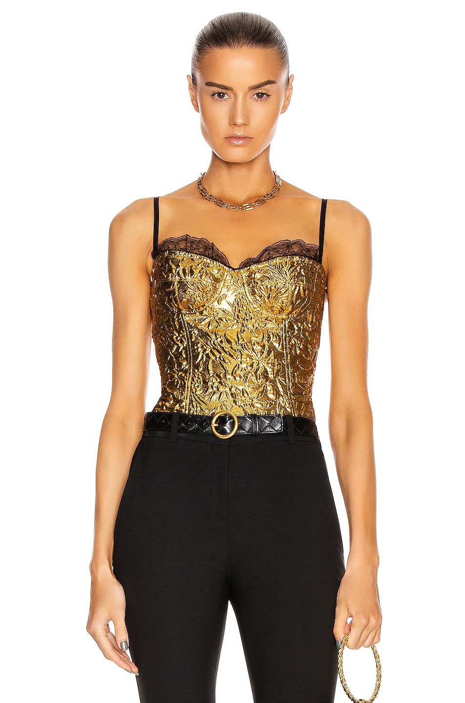 Image 1 of Dundas Sequin Bustier Top in Gold