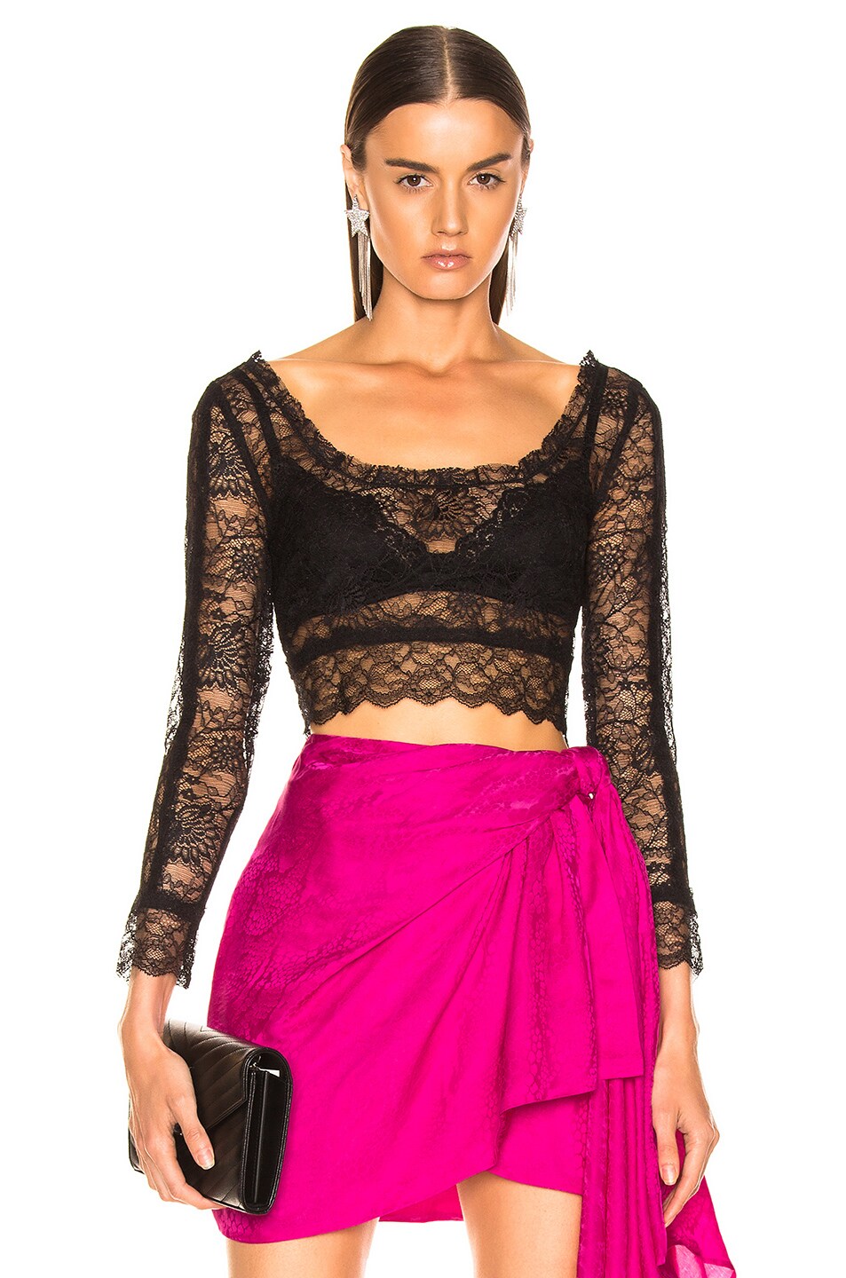 Image 1 of Dundas Crop Lace Top in Black