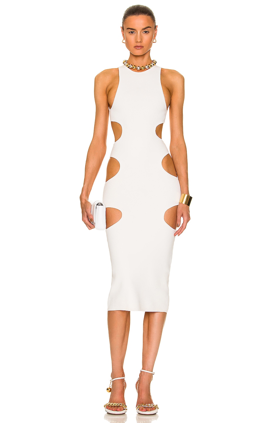 Dundas Cut Out Dress in White | FWRD