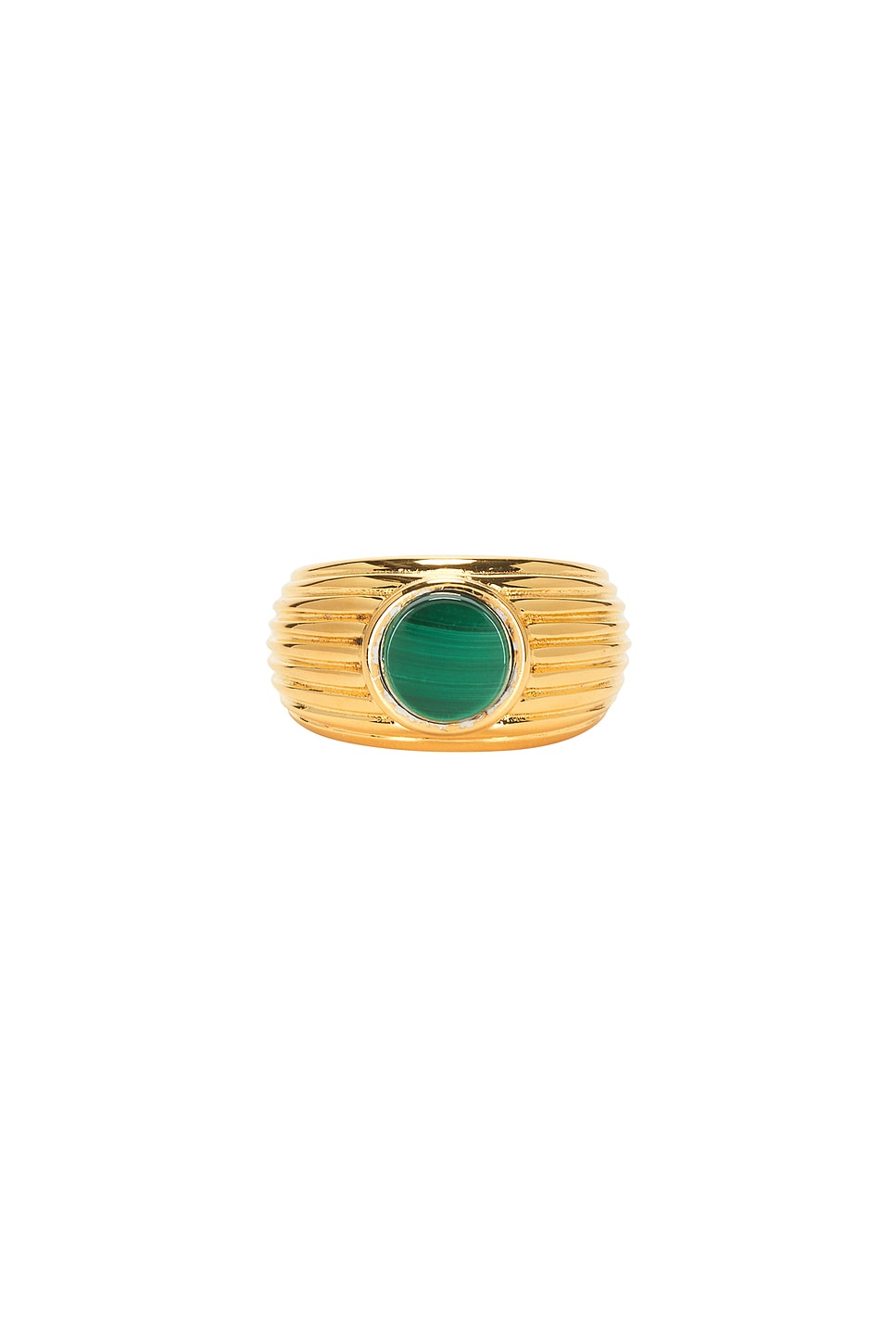 Shop Dévé Wave Motion Signet Ring In Malachite & Gold Vermeil