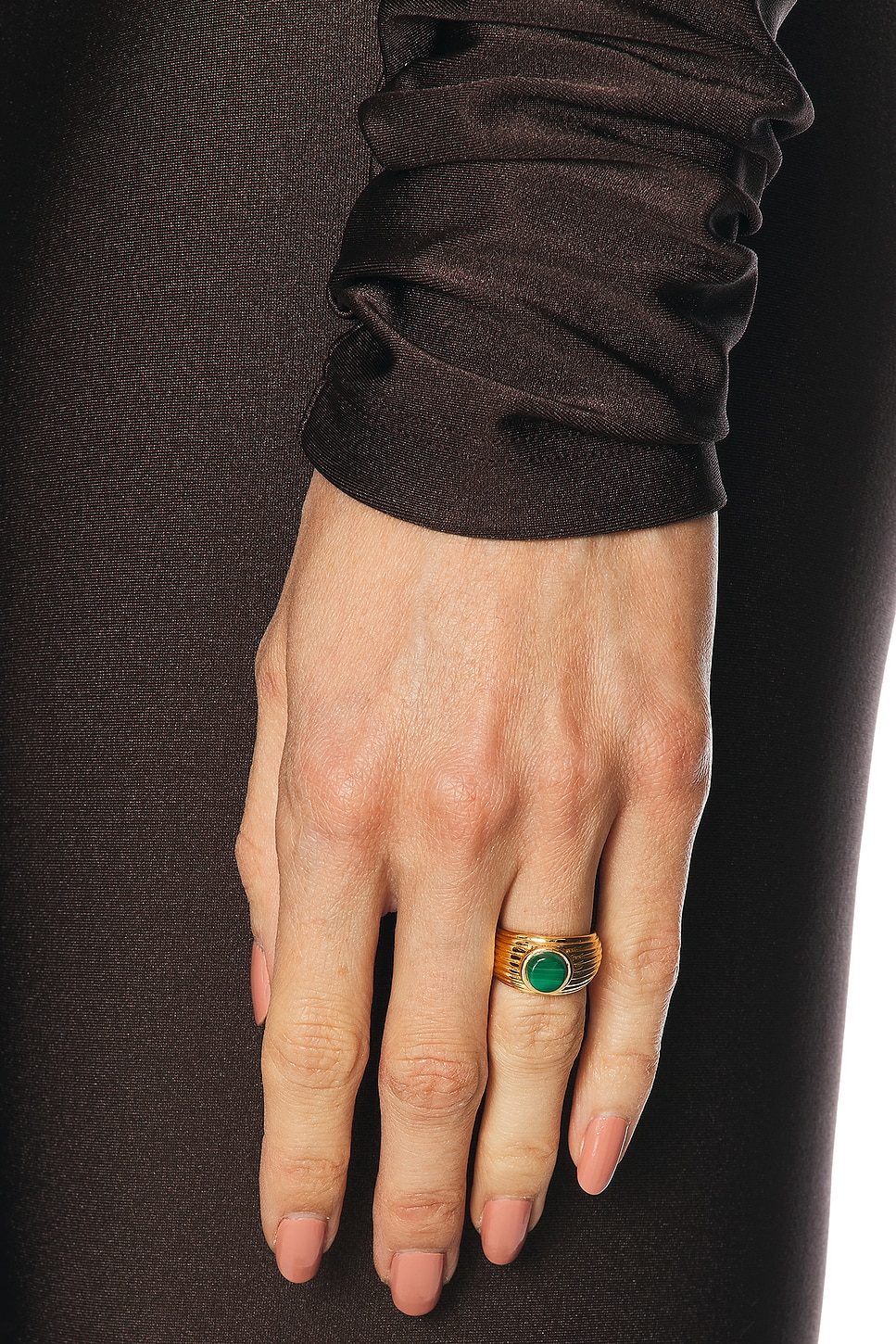 Shop Dévé Wave Motion Signet Ring In Malachite & Gold Vermeil