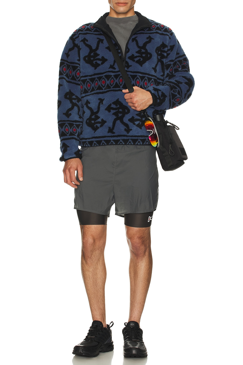Image 1 of District Vision Ripstop Layered Trail Shorts in Charcoal & Slate Brown